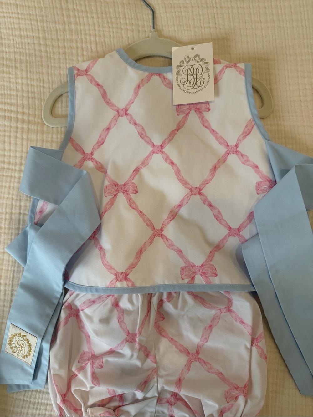 The Beaufort Bonnet Company Talbott Tie Side Pink Bow Set